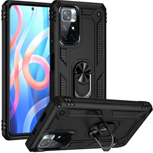 Xiaomi Redmi Note 11 Pro Kılıf Vega Tank Standlı Yüzüklü Mıknatıslı Siyah
