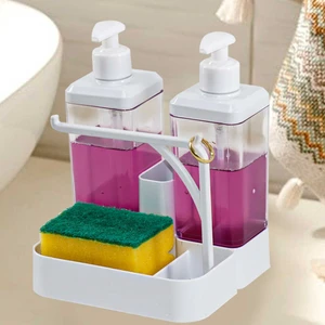 AS-118 Yüzük Bez Askılı Sünger Hazneli 2X350 ml 2li Sıvı Sabunluk