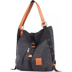 F301 Kanvas Omuz ve Sırt Çantası - Siyah (Yurt Dışından)