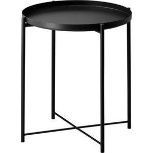 IKEA Tepsili Sehpa, Yuvarlak Siyah Renk  Çıkarılabilir Tepsi - Modern Sehpa 45X53 cm