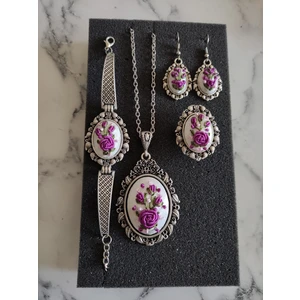 Adil Store Brezilya Nakış Işlemeli ( Rokoko ) Kolye Set