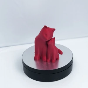 3D Anne ve Yavru Kedi Figürlü Büyük Biblo / Oyuncak