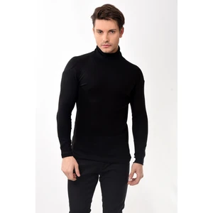 Belifanti Collection Erkek Balıkçı Yaka Boğazlı Slim Fit Kazak Siyah