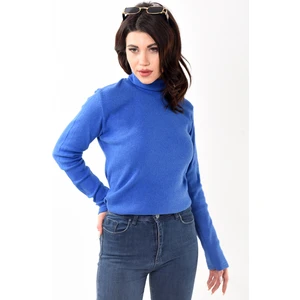 Belifanti Collection Kadın Balıkçı Yaka Boğazlı Slim Fit Kazak Saks