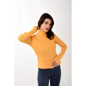 Belifanti Collection Kadın Balıkçı Yaka Boğazlı Slim Fit Kazak Sarı