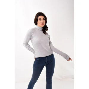 Belifanti Collection Kadın Balıkçı Yaka Boğazlı Slim Fit Kazak Gri