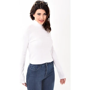 Belifanti Collection Kadın Balıkçı Yaka Boğazlı Slim Fit Kazak Beyaz