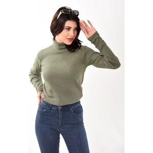 Belifanti Collection Kadın Balıkçı Yaka Boğazlı Slim Fit Kazak Haki