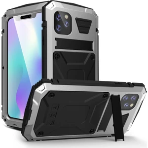 iPhone 11 Pro Max Için Darbeye Dayanıklı Toz Su Geçirmez 360° Koruyucu Kılıf - Gümüş  (Yurt Dışından)