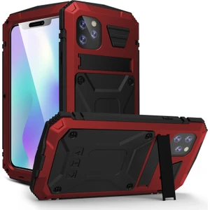 iPhone 11 Pro Max Için Darbeye Dayanıklı Toz Su Geçirmez 360° Koruyucu Kılıf - Kırmızı  (Yurt Dışından)