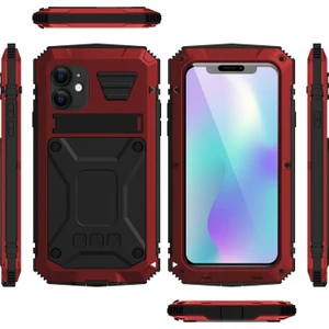 iPhone 11 Için Darbeye Dayanıklı Toz Su Geçirmez 360° Koruyucu Kılıf - Kırmızı  (Yurt Dışından)
