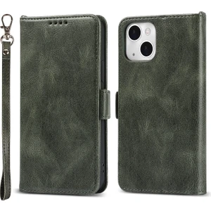 iPhone 13 Mini Için Retro Tarzı Rfıd Engelleyici Manyetik Cüzdan Kılıf - Yeşil  (Yurt Dışından)