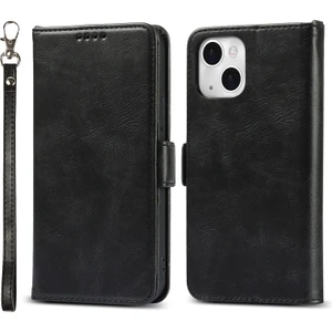 iPhone 13 Mini Için Retro Tarzı Rfıd Engelleyici Manyetik Cüzdan Kılıf - Siyah  (Yurt Dışından)