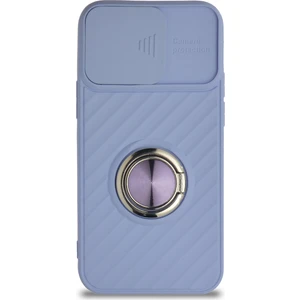 Caseart Apple iPhone 12 Mini Kapak Kamera Korumalı Yüzüklü Pastel Silikon Kılıf - Lila