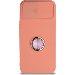 Caseart Apple iPhone 12 Pro Max Kapak Kamera Korumalı Yüzüklü Pastel Silikon Kılıf - Pudra