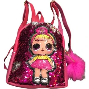 Dzc Kuzenler Avm Işıklı Pullu Payetli  Lol Bebek Figürlü Çocuk Sırt Çantası Siyah
