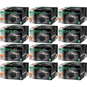 Evony 3 Katlı Filtreli Burun Telli Cerrahi Maske 600 Lü Set Siyah/Black (Yumuşak Elastik Kulaklı)
