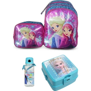 GENC DIJITAL BASKI Frozen Kızları Çanta ve Beslenme Seti 4 Parça Set