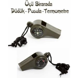 Pusulalı Termometreli Düdük - Survival Askılı Düdük-