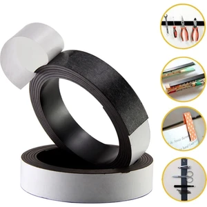Yapışkanlı Şerit Mıknatıs Magnet Kes Kullan Güçlü Sağlam Rulo Çıkarılması Kolay Siyah 2cm X 1 Cm