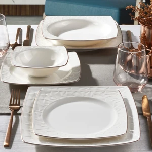 Güral Porselen Vivente 8 Parça 2 Kişilik Bone Yemek Takımı Copper Bakır