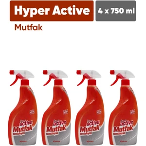 Hyper Active Mutfak Temizleyici Sprey 750 ml - 4`lü Paket