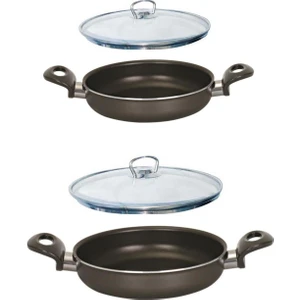 onyx teflon sahan set 20+16 cm cam kapaklı