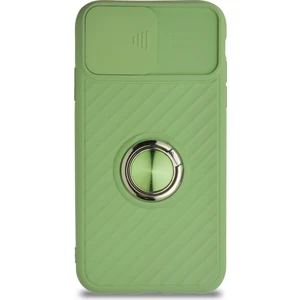 Guesche Apple iPhone 11 Kapak Kamera Korumalı Yüzüklü Pastel Silikon Kılıf - Açık Yeşil