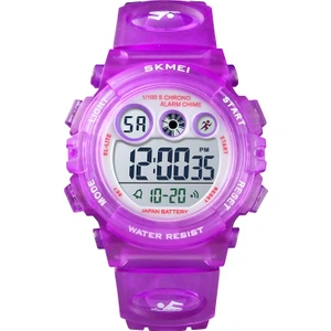 Skmeı 1451 Led Dijital Işıklı Elektronik Çocuk Saati -Şeffaf/Mor (Yurt Dışından)