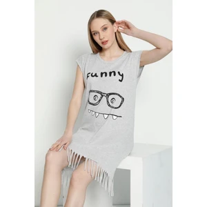 Funny Desenli Penye Pamuklu Günlük Elbise