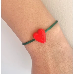 Murano Cam Kalp Yeşil Bileklik