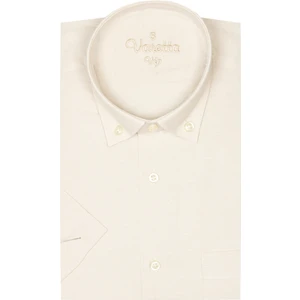 Erkek Taba Kısa Kol Klasik Kesim Yaka Düğmeli Pamuk Saten Gömlek