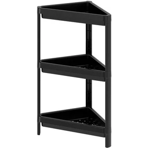 Banyo Raf Ünitesi Üçgen Raf Siyah Pratik Raf Ünitesi 33X33X71 cm