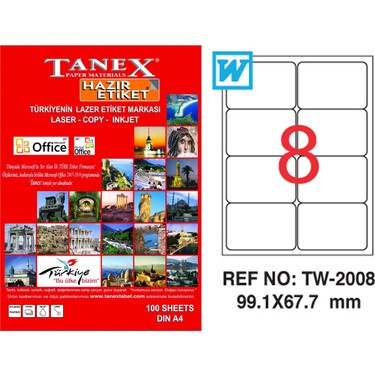 Tanex Laser Etiket 99.1X67.7 TW-2008 Fiyatı - Taksit Seçenekleri