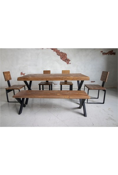 Deryawood Masif Mobilya Masif Ağaç Mutfak Masası Takımı+4 Sandalye