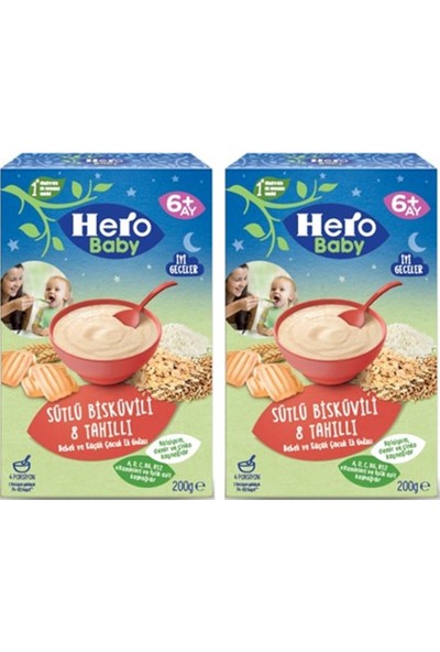Hero Baby Sütlü Bisküvili 8 Tahıllı 200 gr 2 Adet