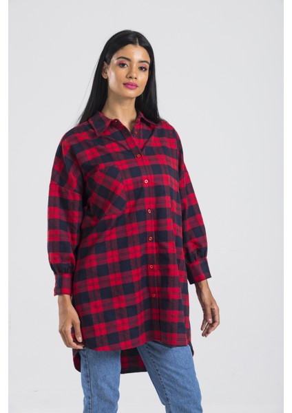 Kırmızı Kareli Oduncu Oversize Gömlek