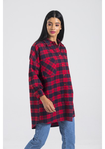 Kırmızı Kareli Oduncu Oversize Gömlek modelleri