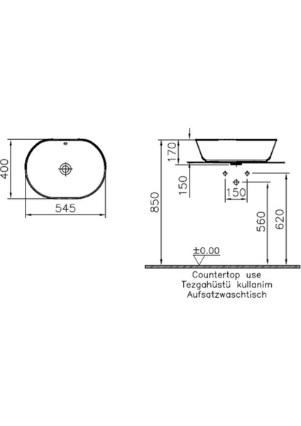 Geo 7427B003-0012 Oval Çanak Lavabo, 55 cm, Beyaz fiyatları