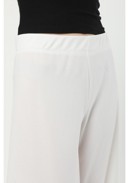 Büyük Beden 3645 Beyaz Pantolon Krep Bol Paça fırsatları