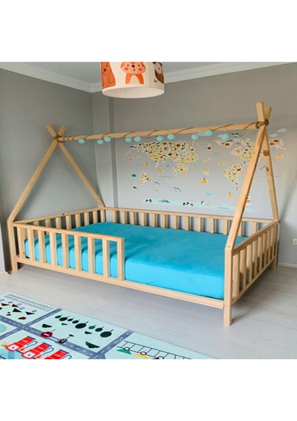 Rüya Doğal Montessori Bebek ve Çocuk Karyolası Kızılderili Model tüm Ölçülerde