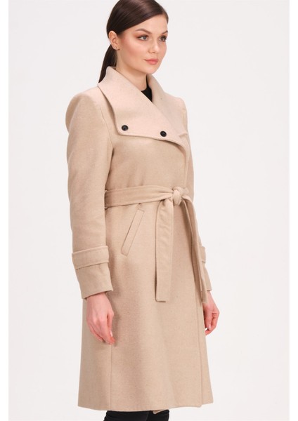 Z6645 Dewberry Bayan Palto-Ekru indirimleri