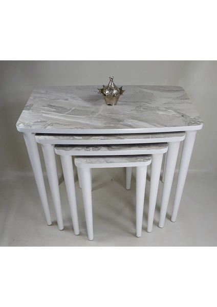 Mirzabeyoğlu Mdf Lam Dörtlü Marmarabeyaz Zigon Sehpa Mdf Lam Dörtlü Marmarabeyaz Zigon Sehpa