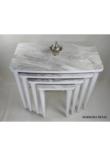 Mirzabeyoğlu Mdf Lam Dörtlü Marmarabeyaz Zigon Sehpa Mdf Lam Dörtlü Marmarabeyaz Zigon Sehpa modelleri