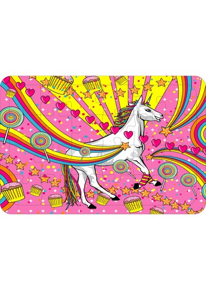 Unicorn 8 24 Parça Ahşap Çerçeveli Puzzle Yapboz