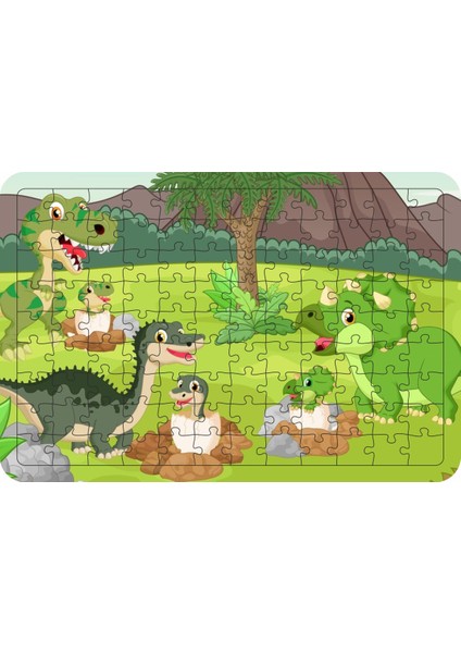 Güven Serigrafi Dinozorlar Model5 108 Parça Ahşap Çocuk Puzzle Yapboz