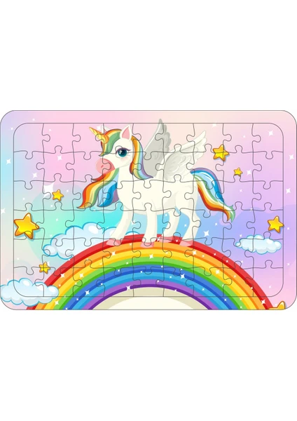 Güven Serigrafi Unicorn 3  54 Parça Ahşap Çerçeveli Puzzle Yapboz