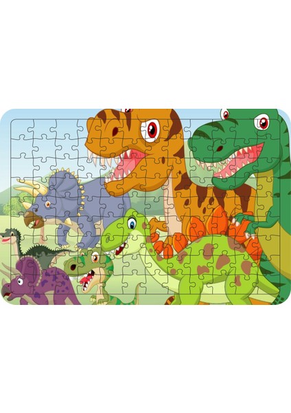 Güven Serigrafi Dinozorlar Model2 108 Parça Ahşap Çocuk Puzzle Yapboz