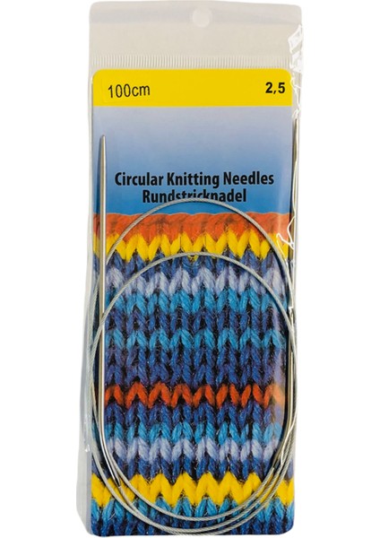 Çelik Telli Misinalı Şiş 100 cm 2,5 mm Örgü Şişi
