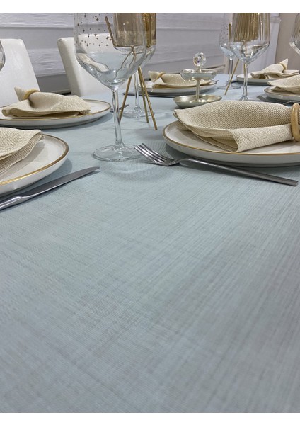 Keten Görünümlü Simsiz Begonvil Masa Örtüsü Açık Mint 13 Parça indirimleri